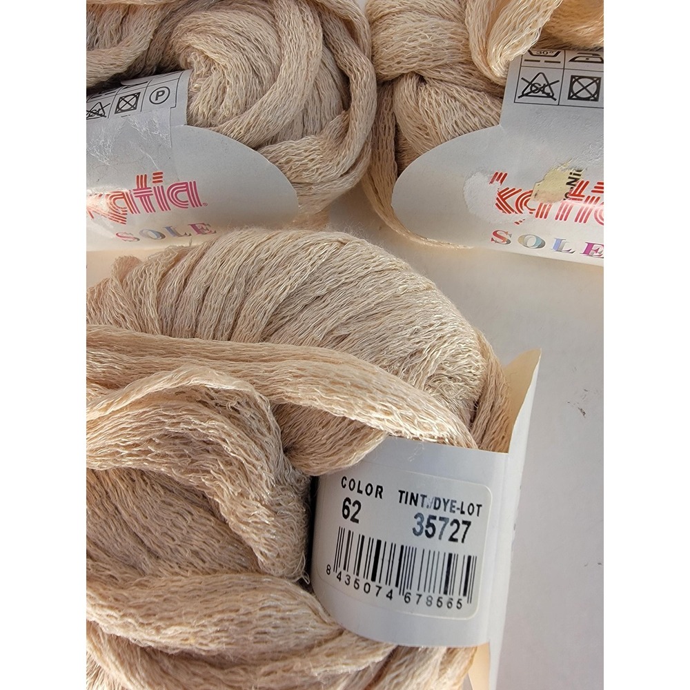 Katia Sole Yarn Lot of 3 Color 62 Dye Lot 35727 Discontinued Cotton Nylon Match - Picture 4 of 5